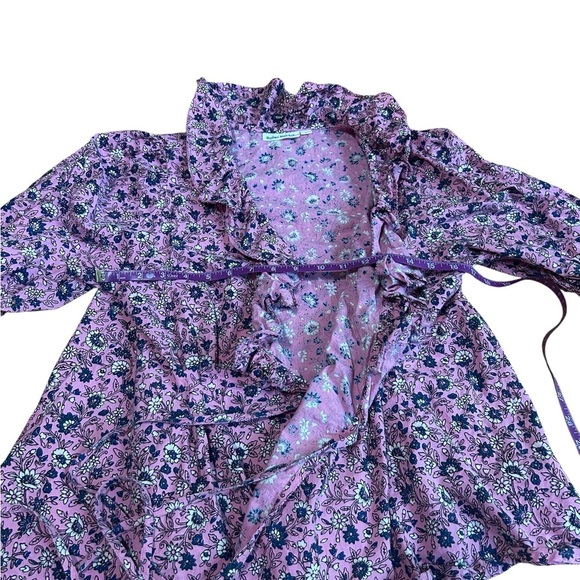 ROLLER RABBIT Cluny Brita Wrap Top Women S Pink Floral Ruffle V Neck Puff Sleeve - Picture 9 of 14